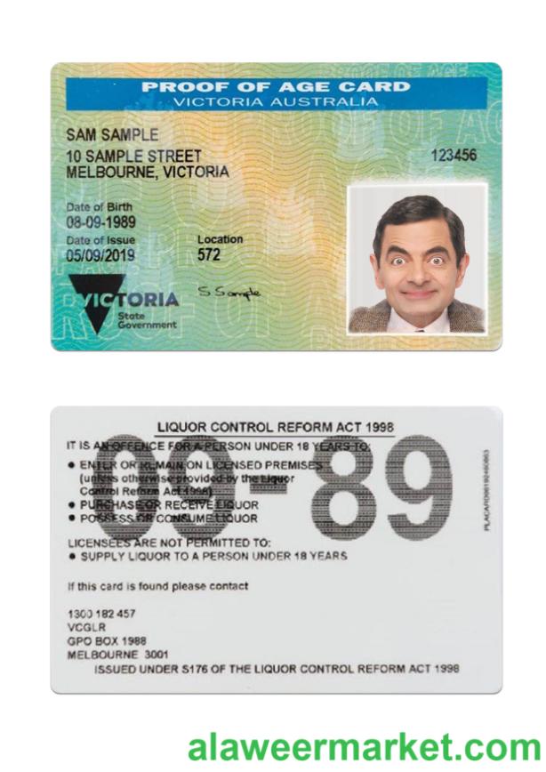 Australia Victoria proof of age card